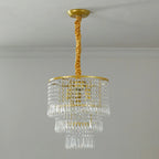 Lustre rond moderne en cristal doré à suspension descendante