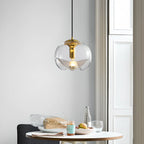 Suspension de cuisine moderne géométrique en verre transparent doré