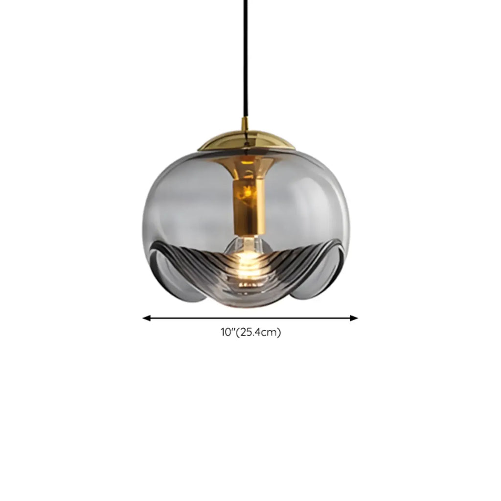 Suspension de cuisine moderne géométrique en verre transparent doré