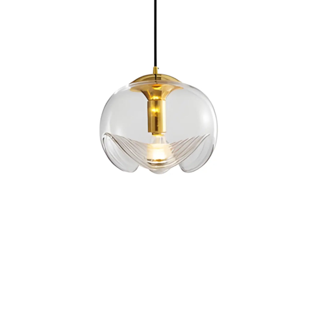 Suspension de cuisine moderne géométrique en verre transparent doré