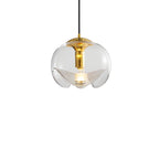 Suspension de cuisine moderne géométrique en verre transparent doré