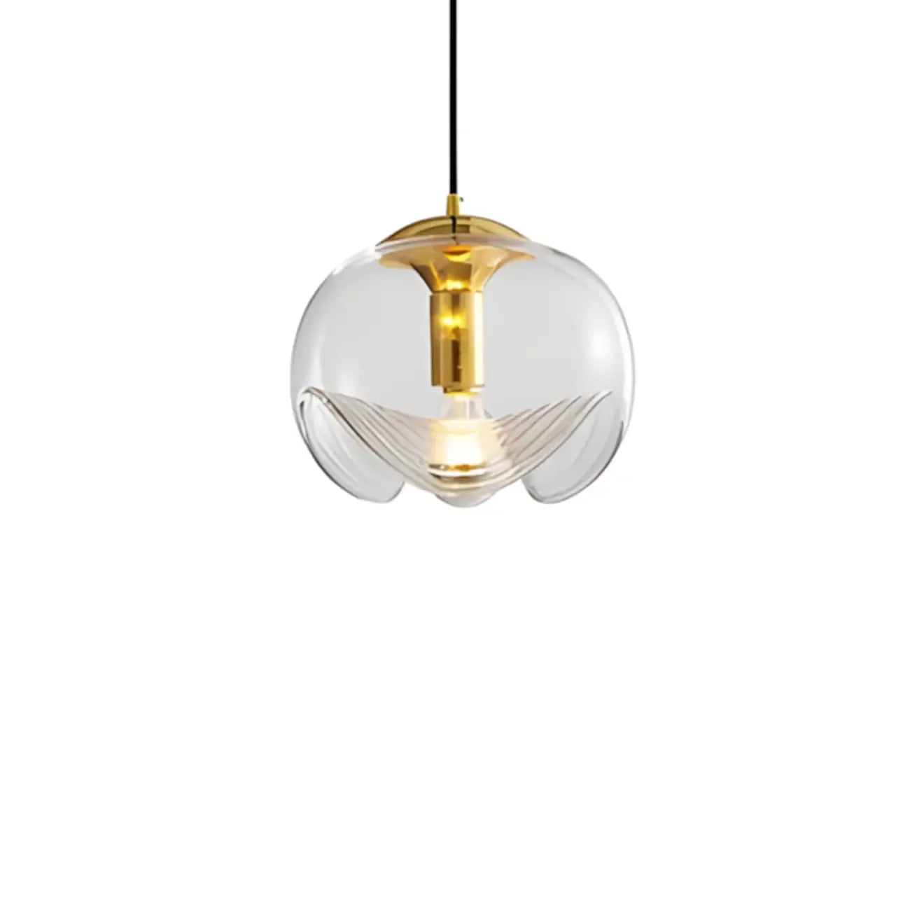 Suspension de cuisine moderne géométrique en verre transparent doré