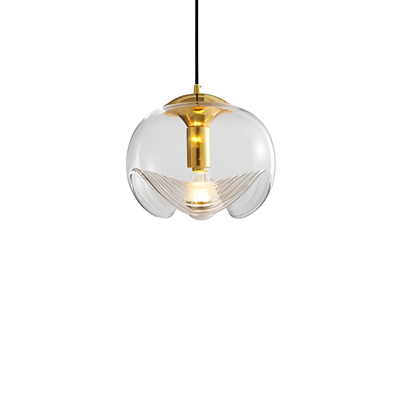 Suspension de cuisine moderne géométrique en verre transparent doré