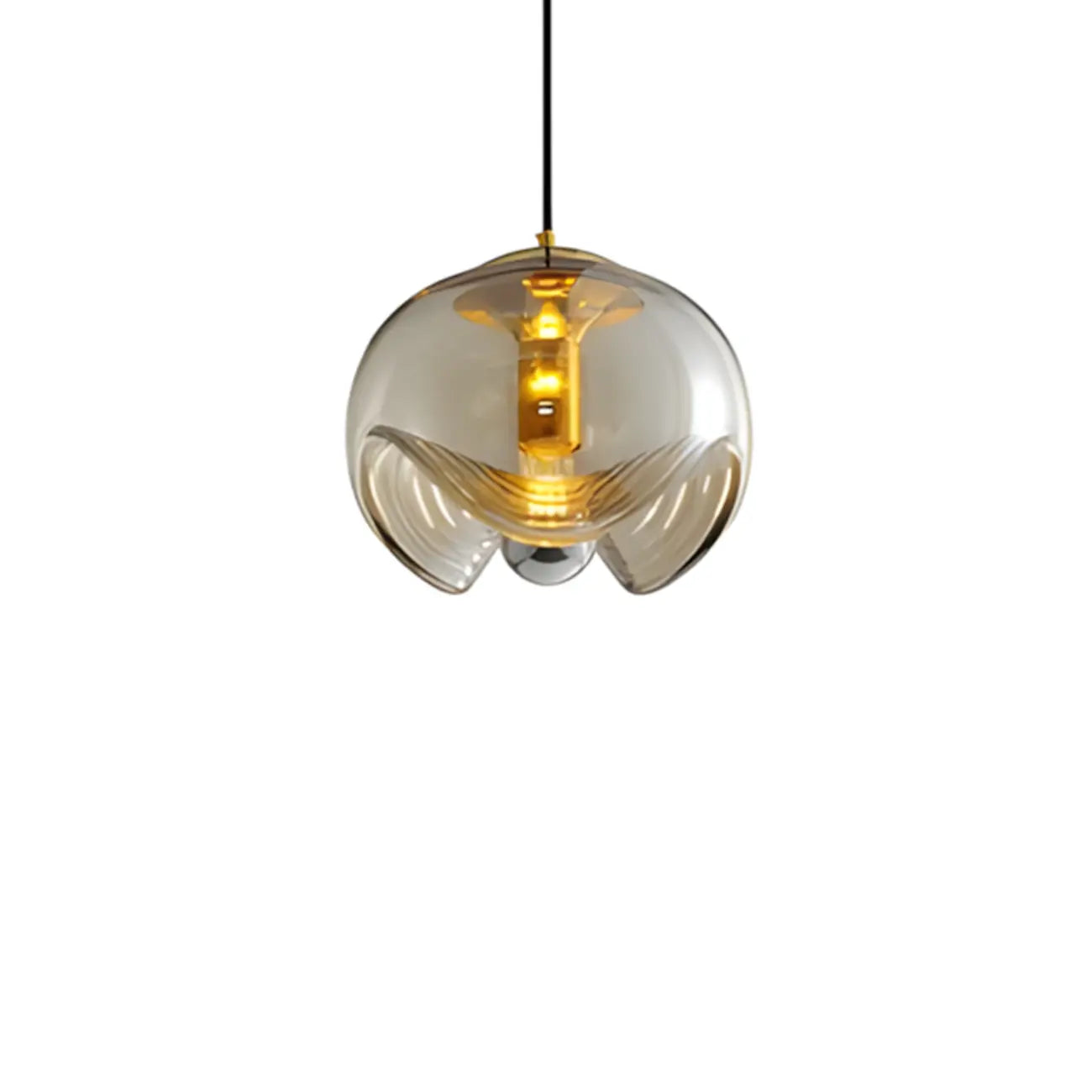 Suspension de cuisine moderne géométrique en verre transparent doré