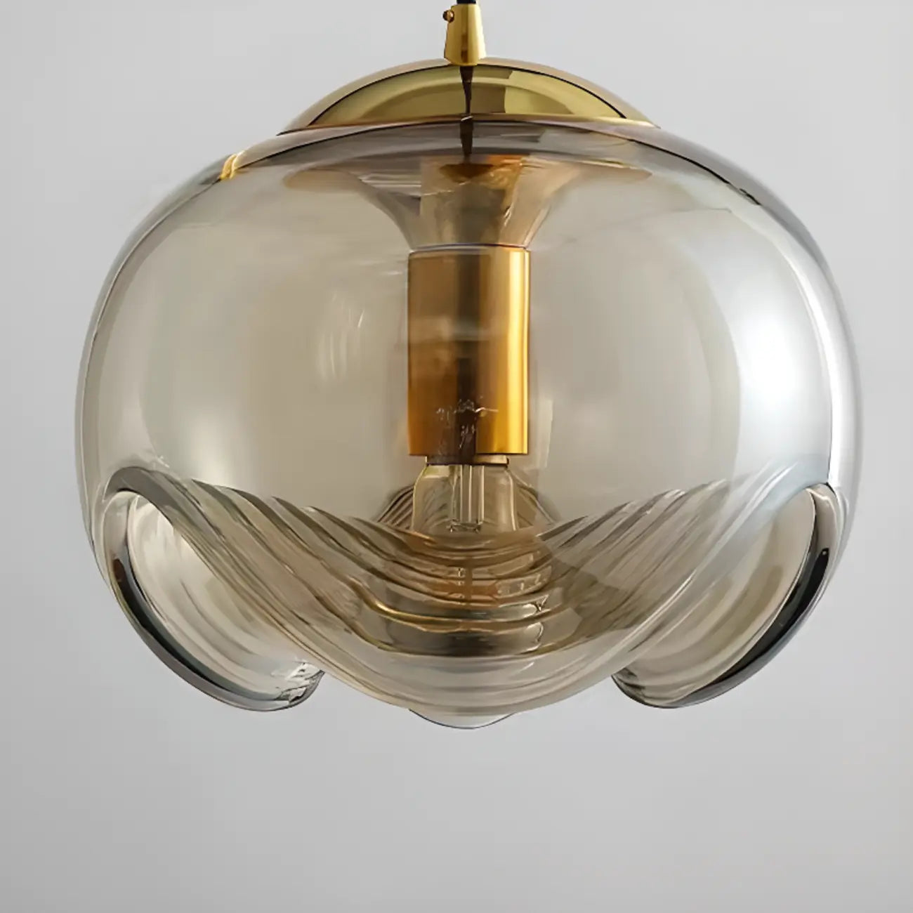 Suspension de cuisine moderne géométrique en verre transparent doré