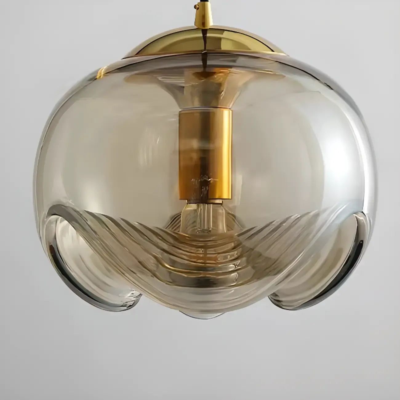 Suspension de cuisine moderne géométrique en verre transparent doré