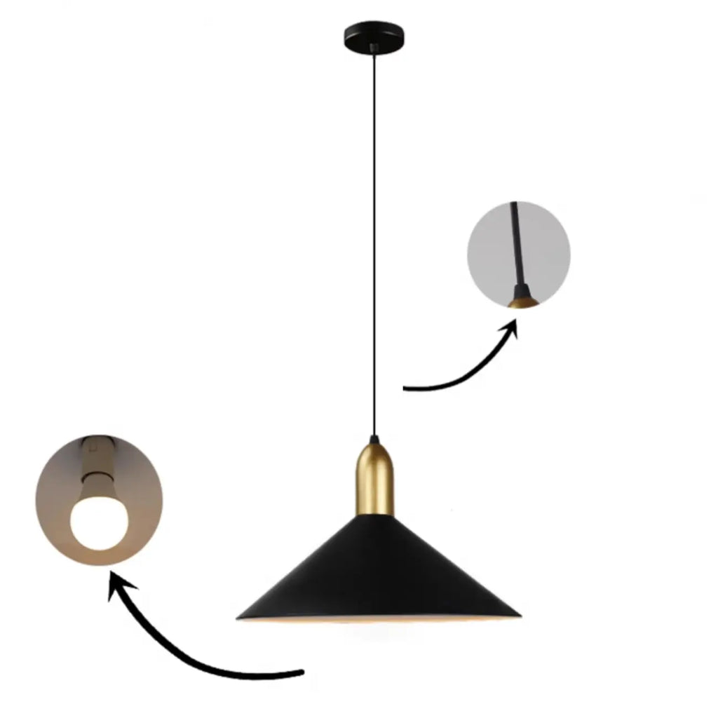 Suspension industrielle conique en métal réglable pour intérieur