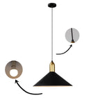 Suspension industrielle conique en métal réglable pour intérieur