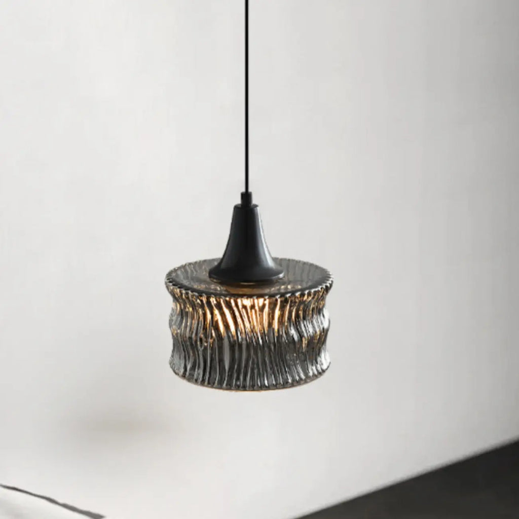 Suspension cylindrique en verre noir pour la décoration intérieure