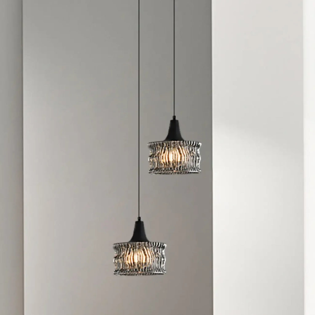 Suspension cylindrique en verre noir pour la décoration intérieure
