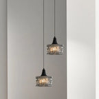 Suspension cylindrique en verre noir pour la décoration intérieure