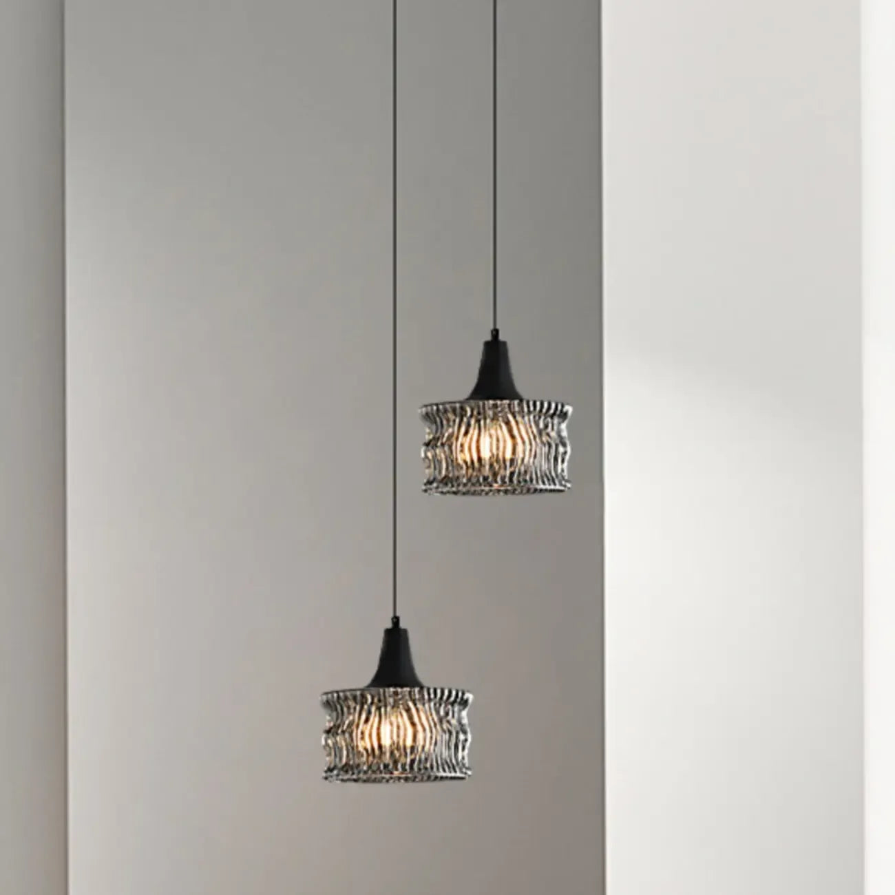 Suspension cylindrique en verre noir pour la décoration intérieure