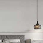 Suspension cylindrique en verre noir pour la décoration intérieure