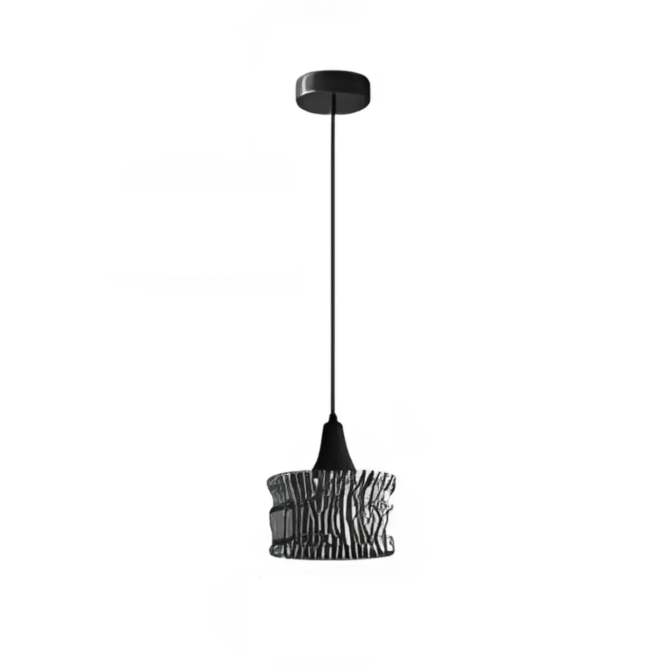 Suspension cylindrique en verre noir pour la décoration intérieure