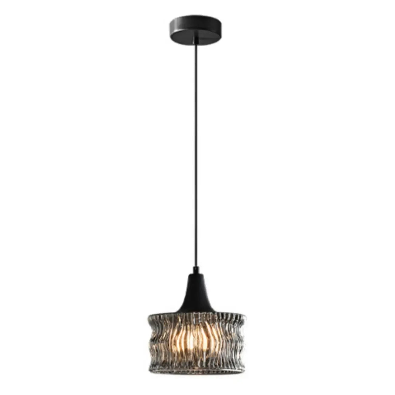 Suspension cylindrique en verre noir pour la décoration intérieure