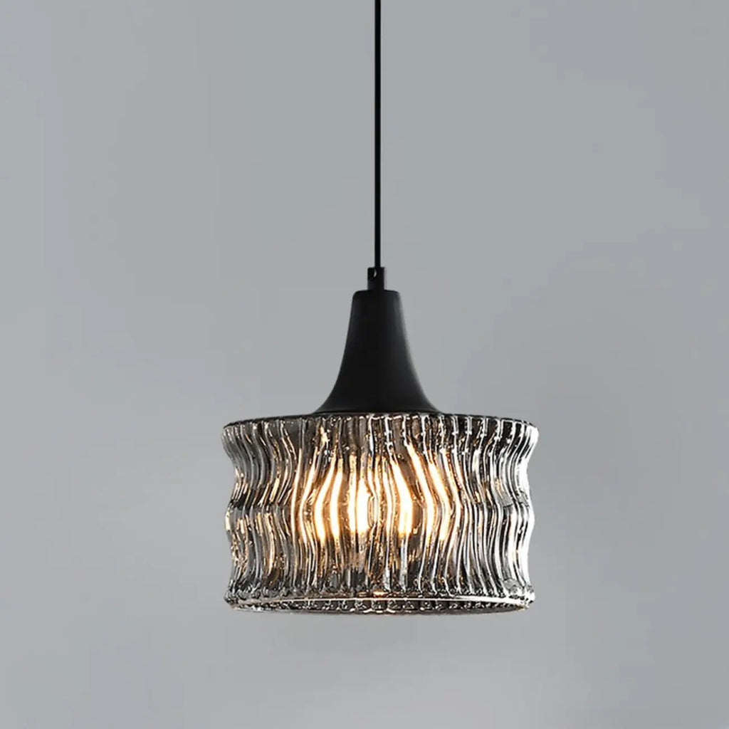 Suspension cylindrique en verre noir pour la décoration intérieure
