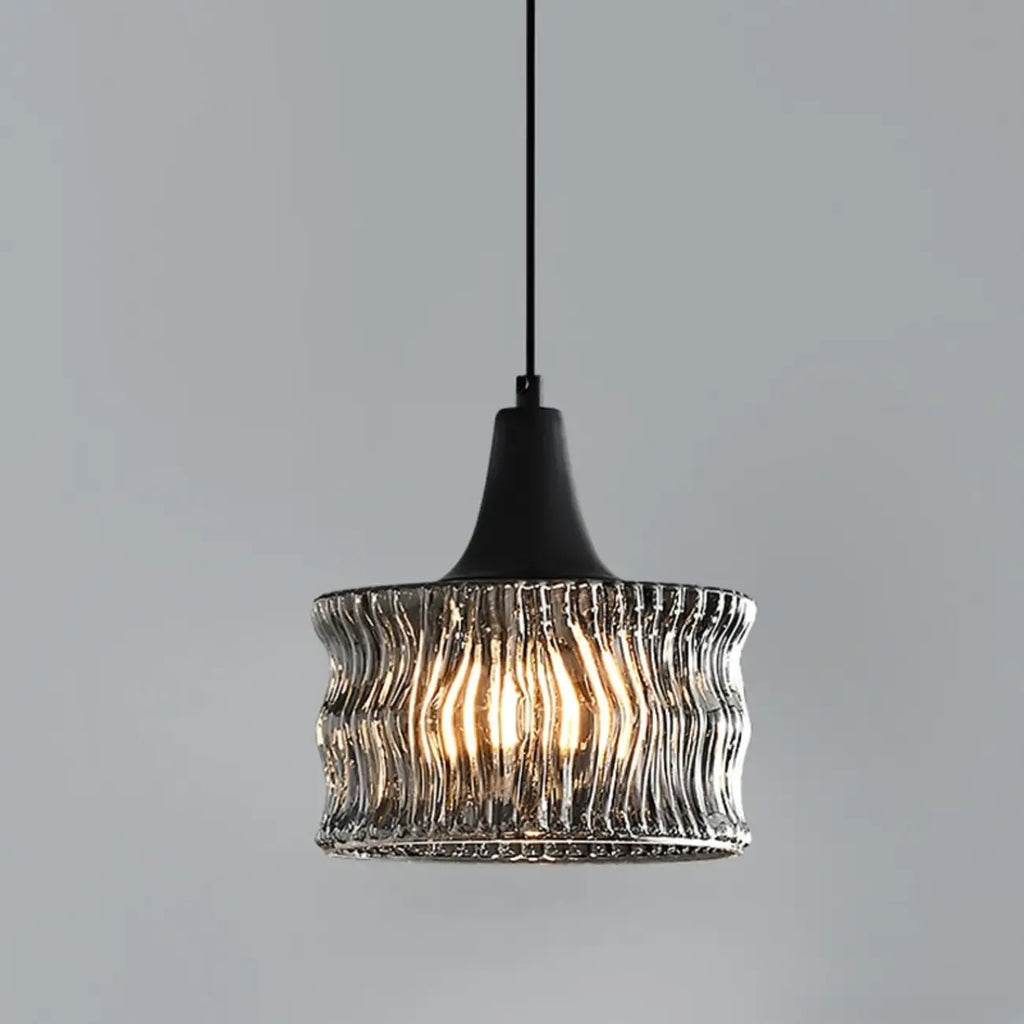 Suspension cylindrique en verre noir pour la décoration intérieure