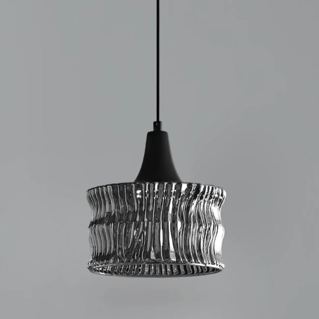 Suspension cylindrique en verre noir pour la décoration intérieure