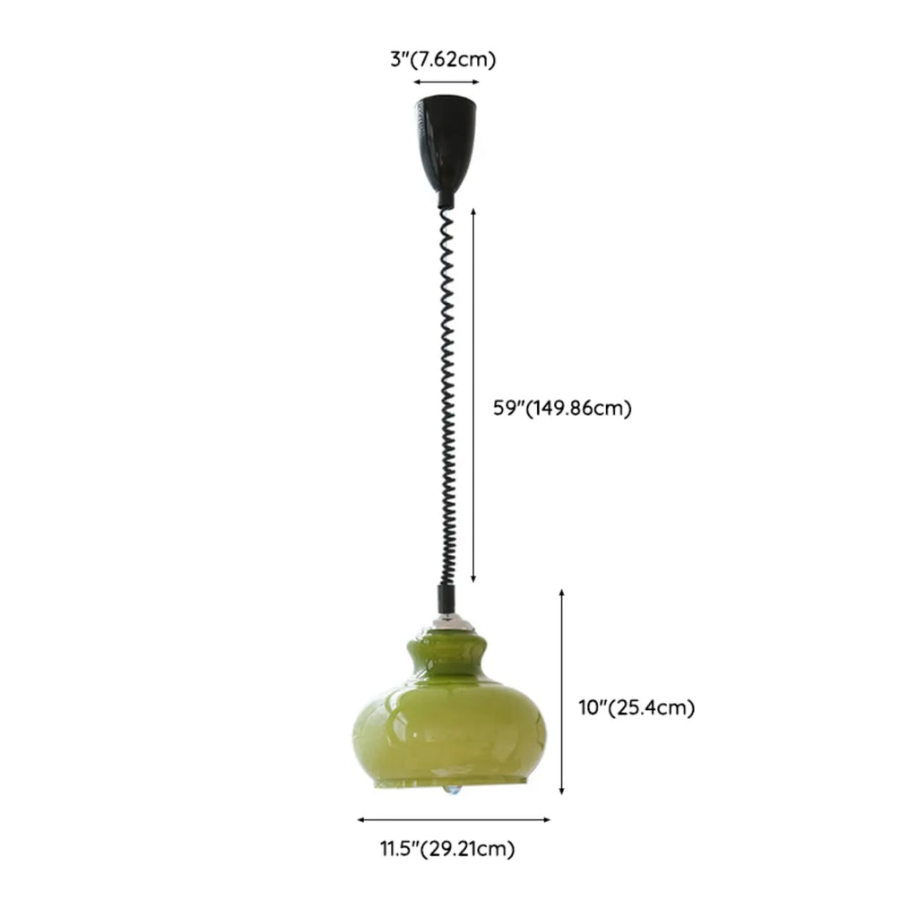Suspension moderne réglable en verre vert dôme