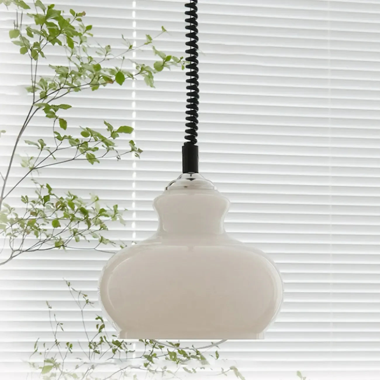 Suspension moderne réglable en verre vert dôme