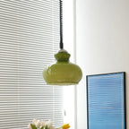 Suspension moderne réglable en verre vert dôme