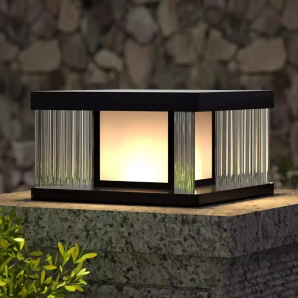 Lampadaires solaires d'extérieur rectangulaires noirs modernes