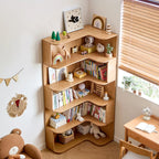 Bibliothèque d'angle moderne en bois naturel à 5 ​​niveaux, de taille moyenne