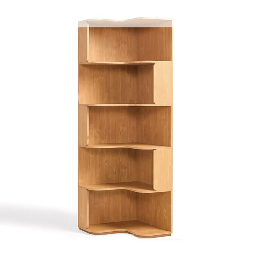 Bibliothèque d'angle moderne en bois naturel à 5 ​​niveaux, de taille moyenne