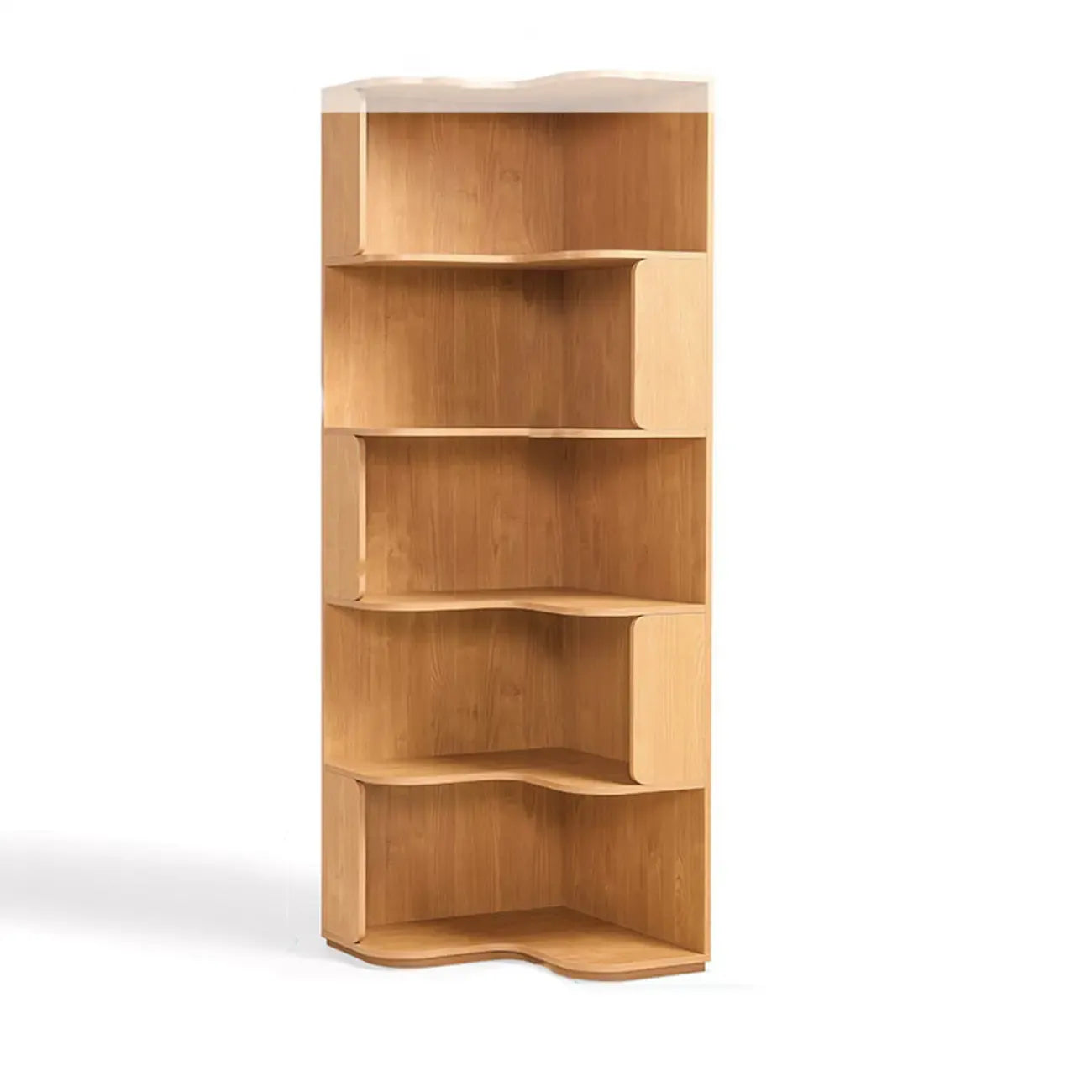 Bibliothèque d'angle moderne en bois naturel à 5 ​​niveaux, de taille moyenne