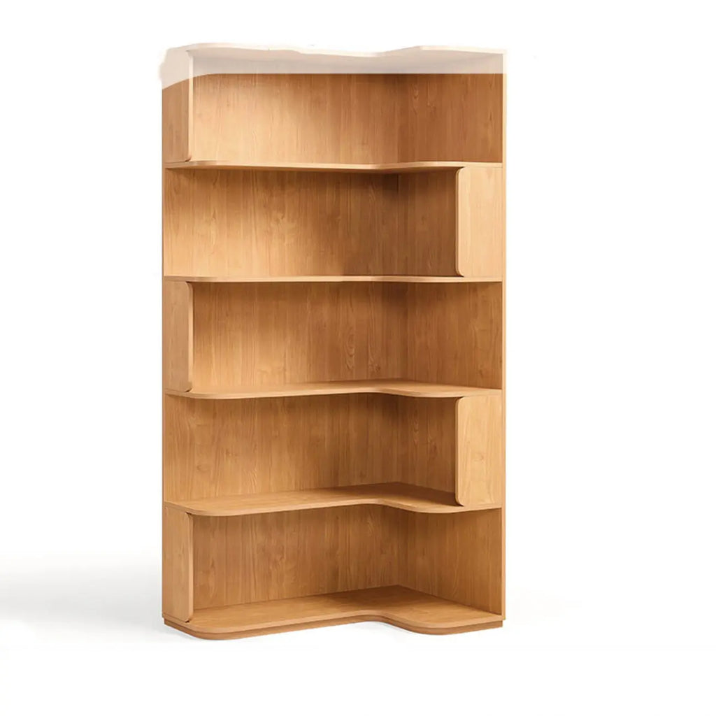 Bibliothèque d'angle moderne en bois naturel à 5 ​​niveaux, de taille moyenne