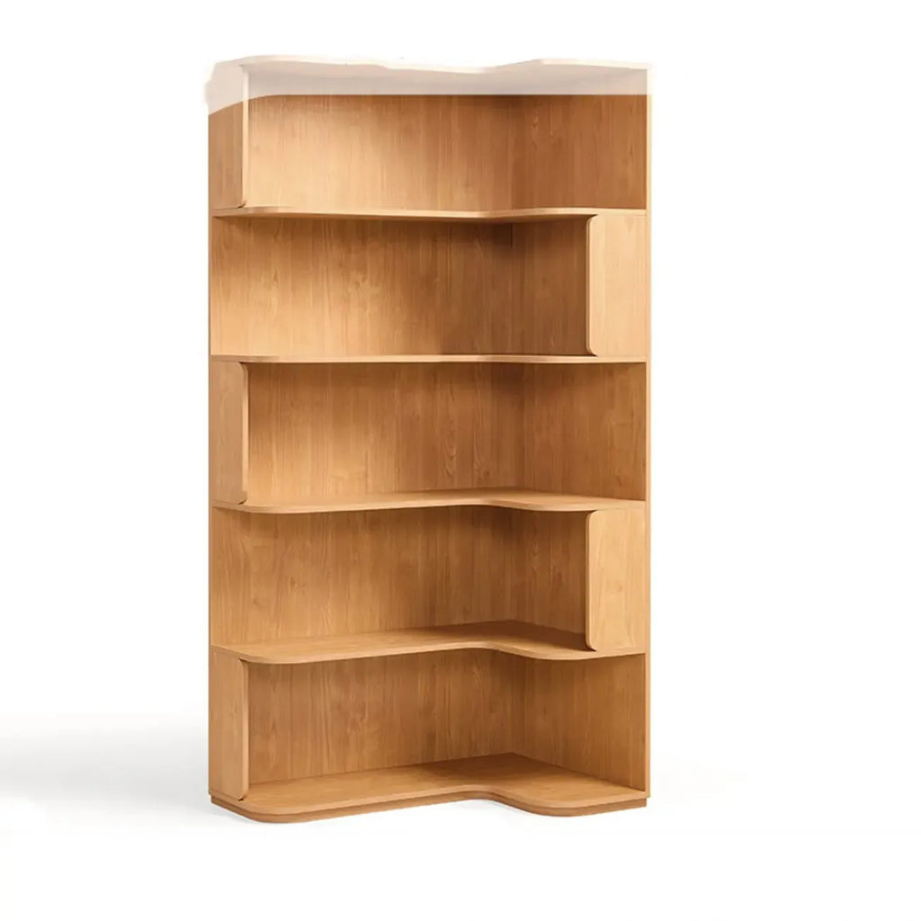 Bibliothèque d'angle moderne en bois naturel à 5 ​​niveaux, de taille moyenne