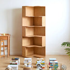 Bibliothèque d'angle moderne en bois naturel à 5 ​​niveaux, de taille moyenne