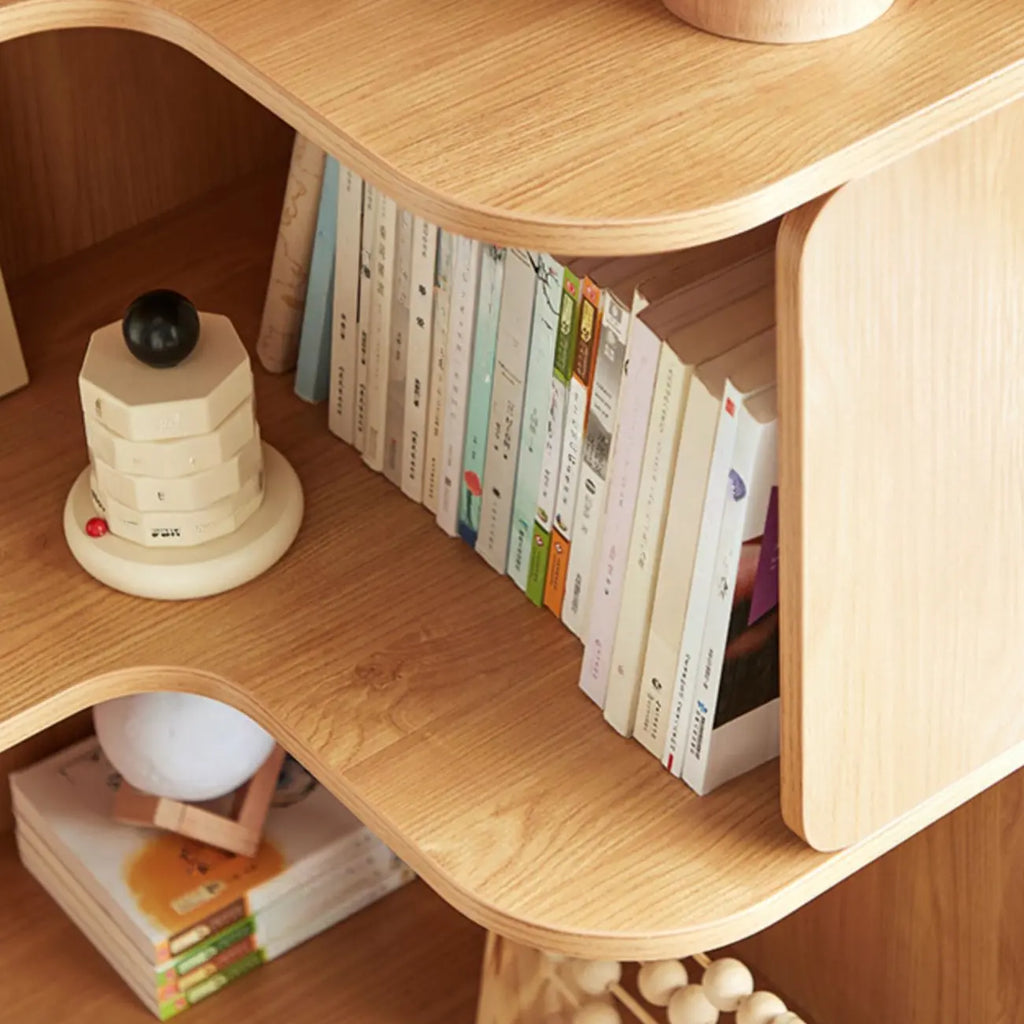 Bibliothèque d'angle moderne en bois naturel à 5 ​​niveaux, de taille moyenne