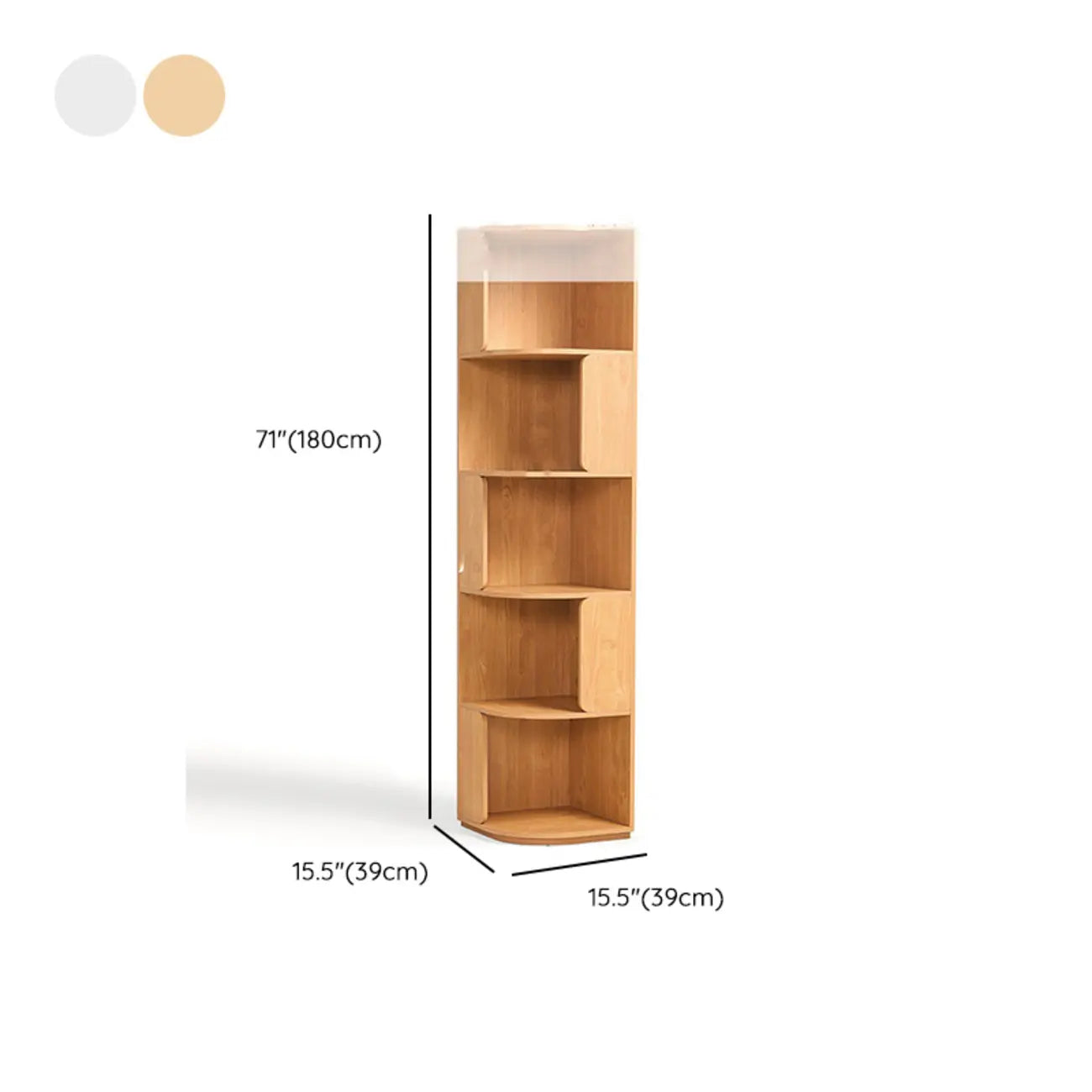 Bibliothèque d'angle moderne en bois naturel à 5 ​​niveaux, de taille moyenne