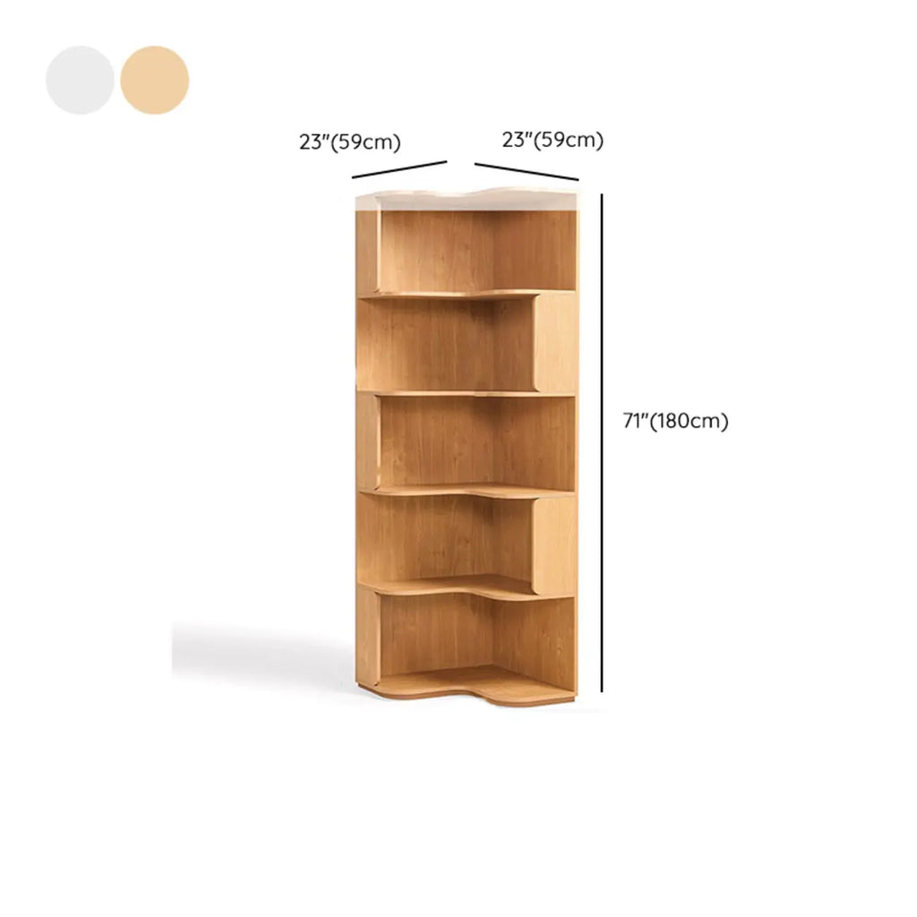 Bibliothèque d'angle moderne en bois naturel à 5 ​​niveaux, de taille moyenne