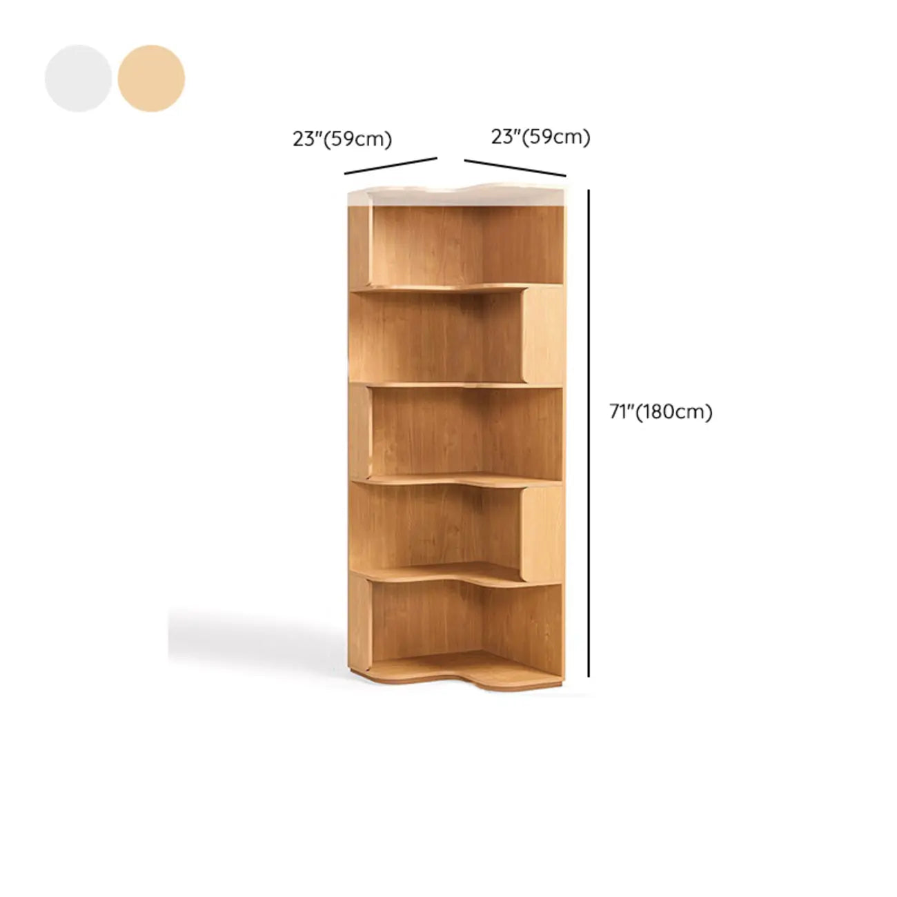Bibliothèque d'angle moderne en bois naturel à 5 ​​niveaux, de taille moyenne