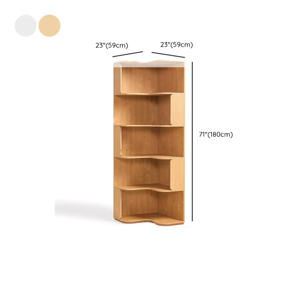 Bibliothèque d'angle moderne en bois naturel à 5 ​​niveaux, de taille moyenne