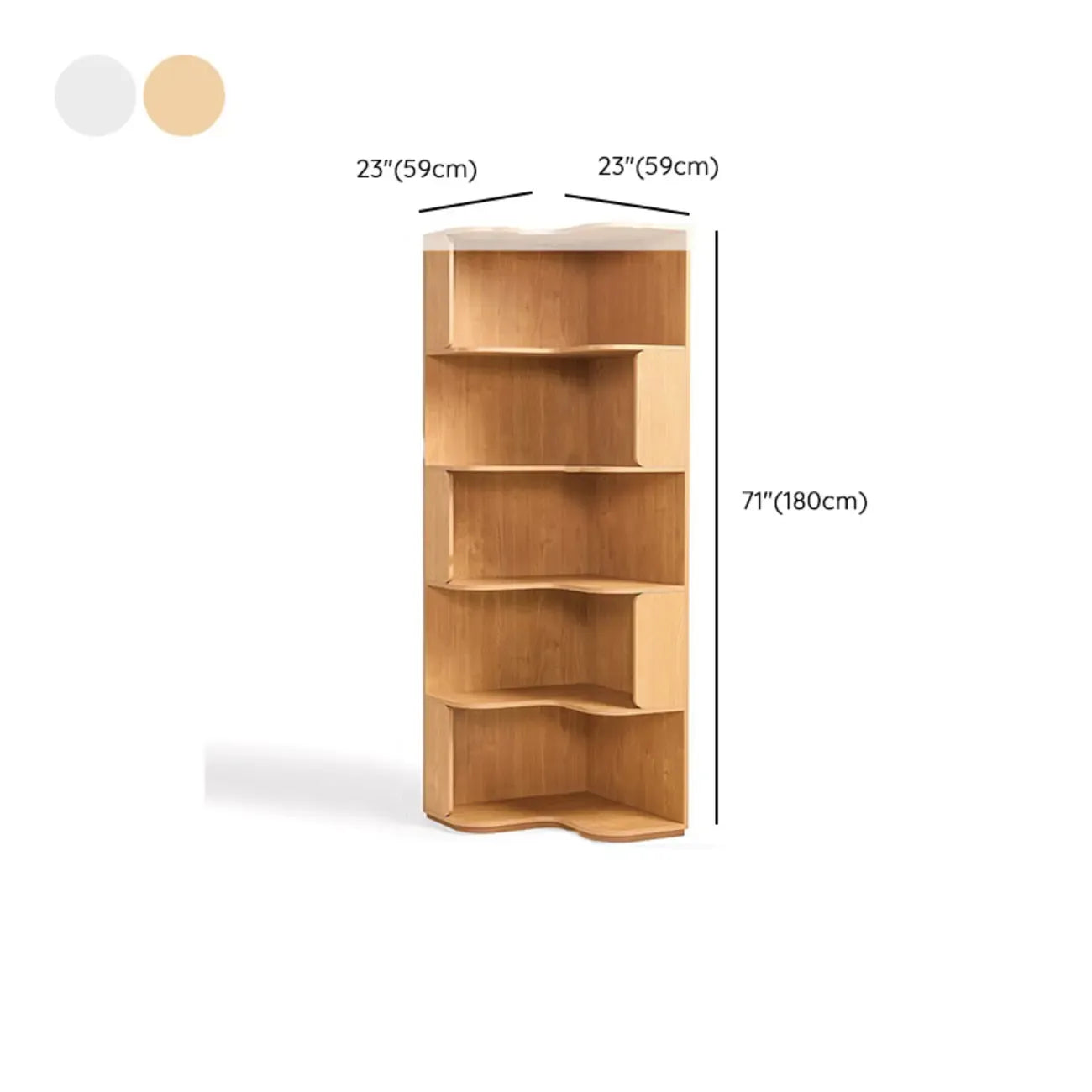 Bibliothèque d'angle moderne en bois naturel à 5 ​​niveaux, de taille moyenne