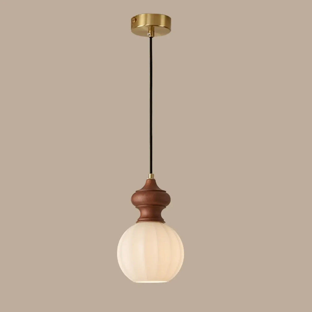 Lampada a sospensione moderna regolabile in legno e vetro per camera da letto