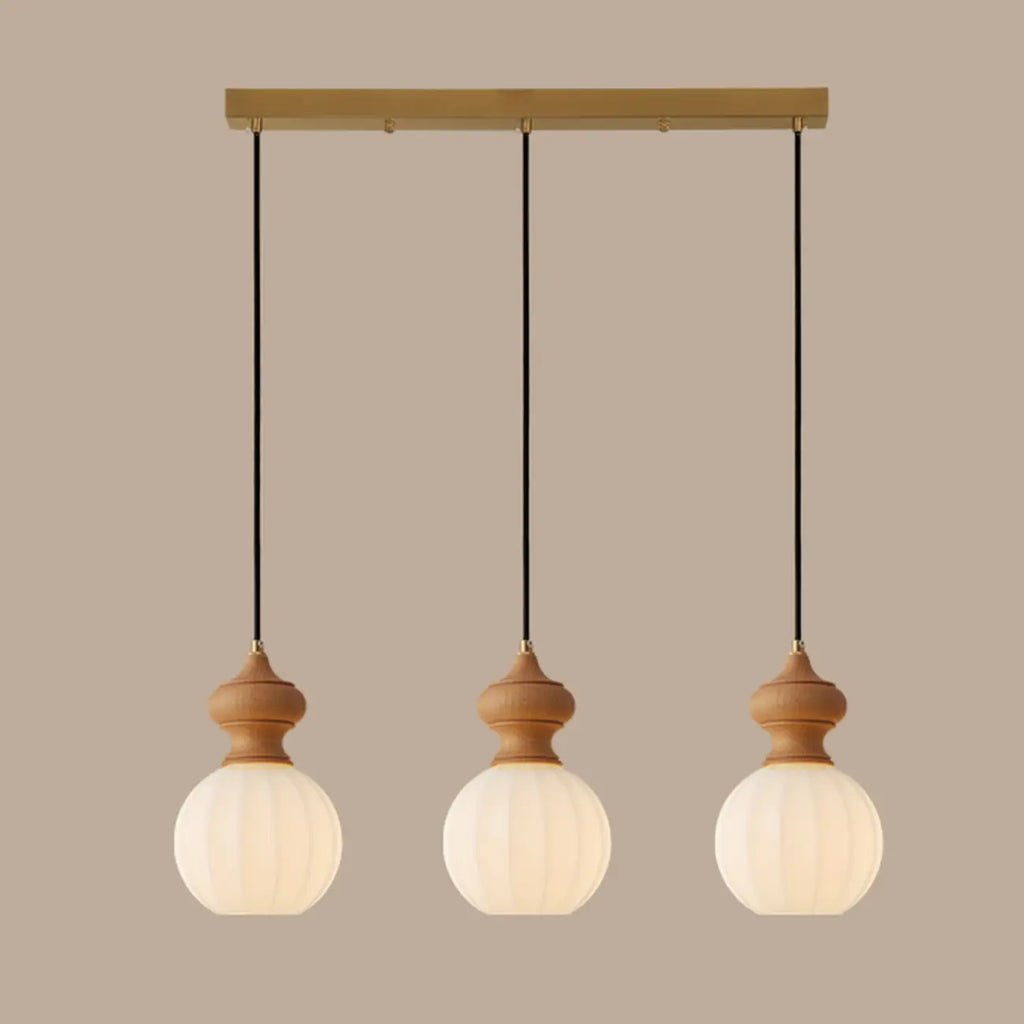 Lampada a sospensione moderna regolabile in legno e vetro per camera da letto