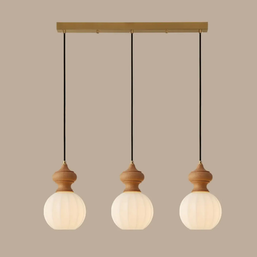 Lampada a sospensione moderna regolabile in legno e vetro per camera da letto