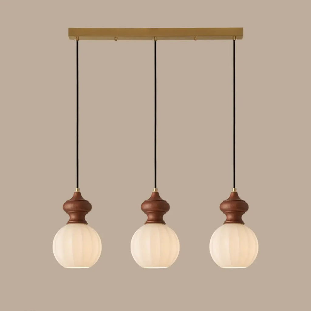 Lampada a sospensione moderna regolabile in legno e vetro per camera da letto