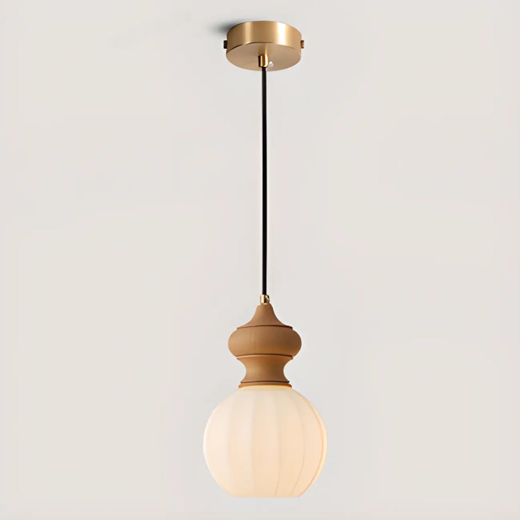Lampada a sospensione moderna regolabile in legno e vetro per camera da letto