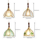 Lampada a sospensione a 3 luci in vetro ottone a forma di fiore per sala da pranzo