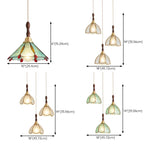 Lampada a sospensione a 3 luci in vetro ottone a forma di fiore per sala da pranzo