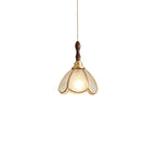 Lampada a sospensione a 3 luci in vetro ottone a forma di fiore per sala da pranzo