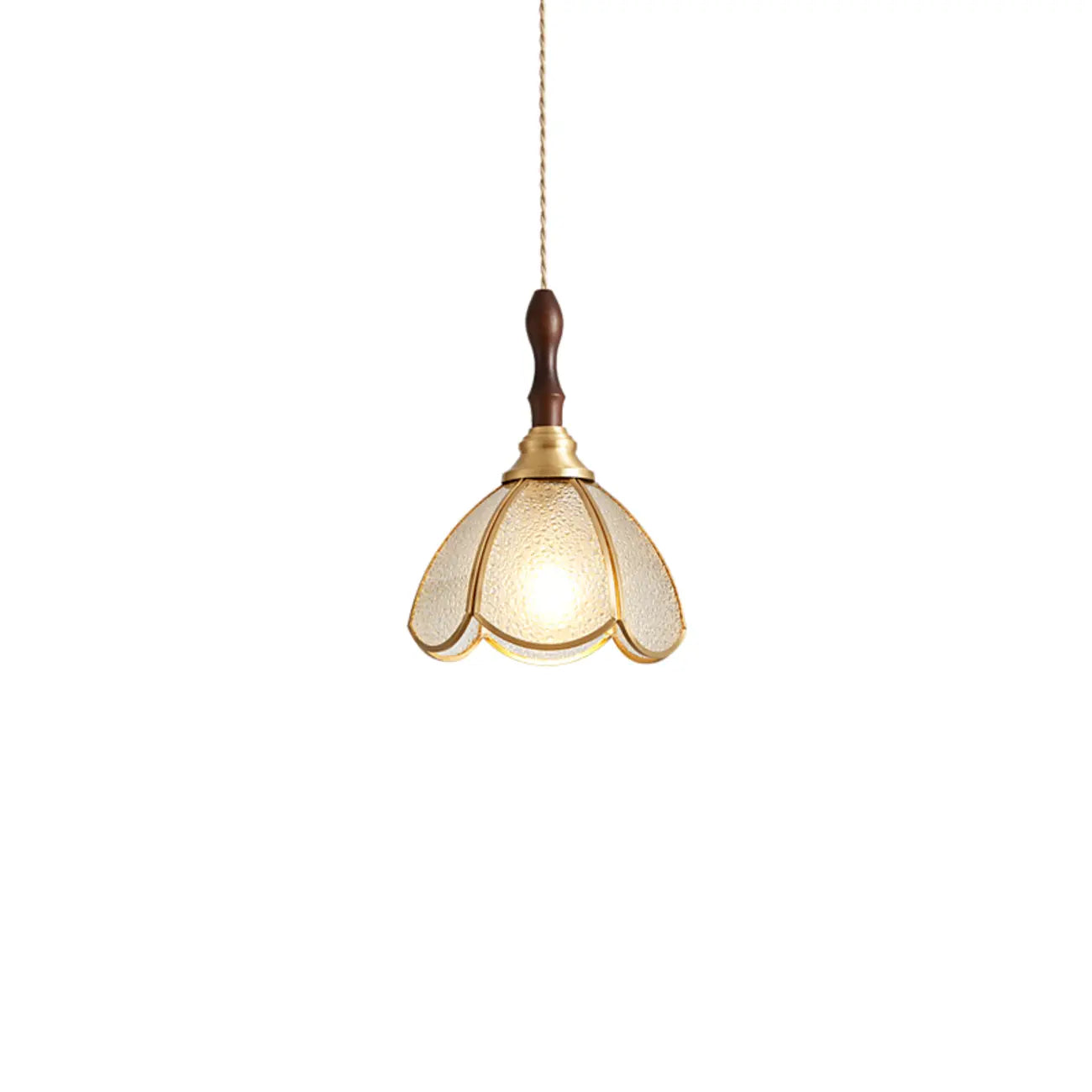 Lampada a sospensione a 3 luci in vetro ottone a forma di fiore per sala da pranzo