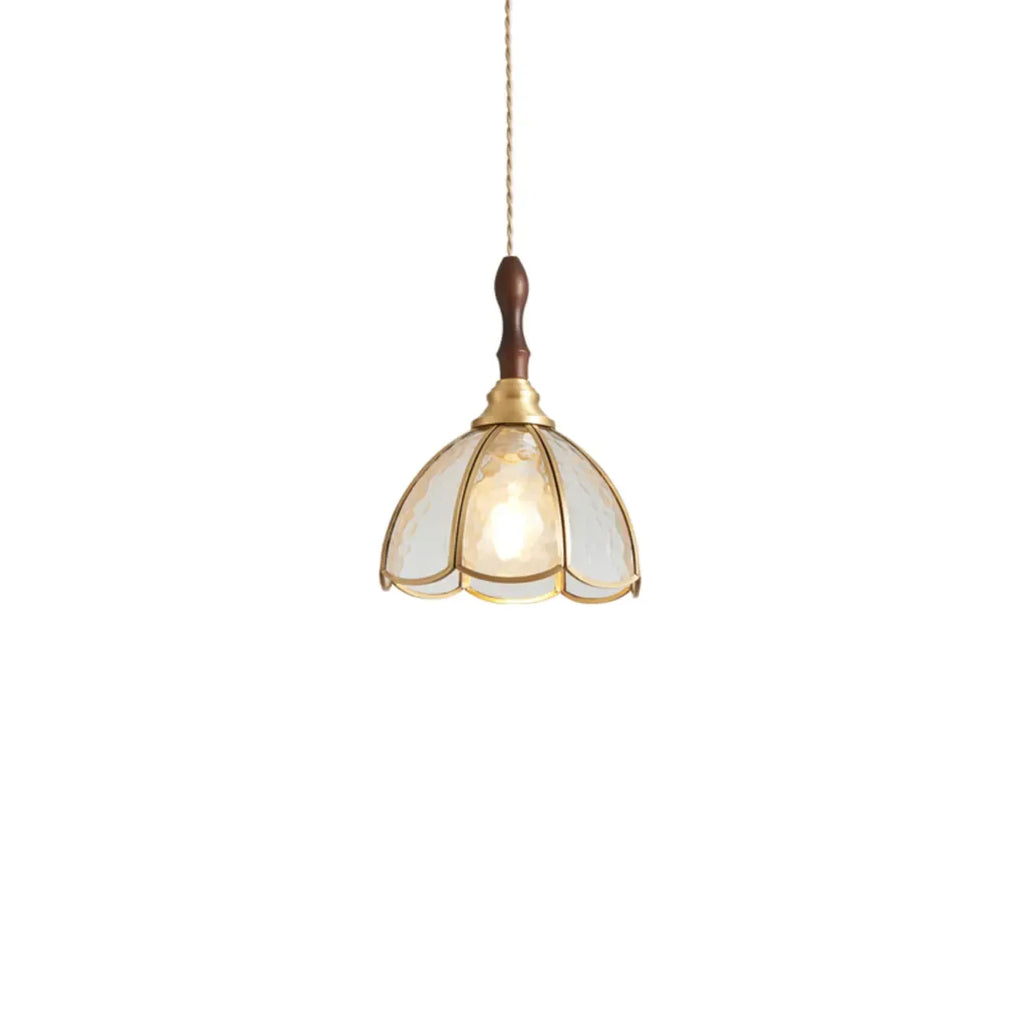 Lampada a sospensione a 3 luci in vetro ottone a forma di fiore per sala da pranzo