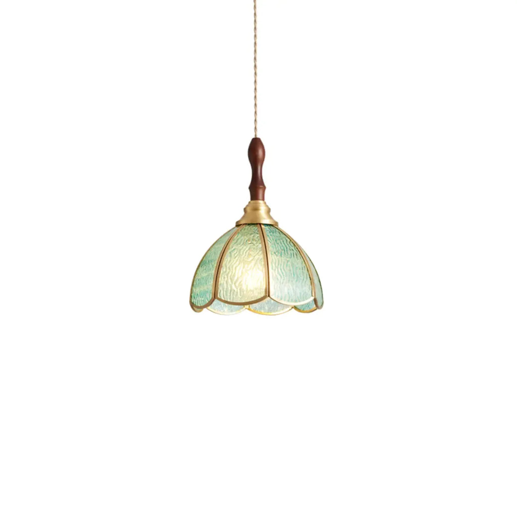 Lampada a sospensione a 3 luci in vetro ottone a forma di fiore per sala da pranzo