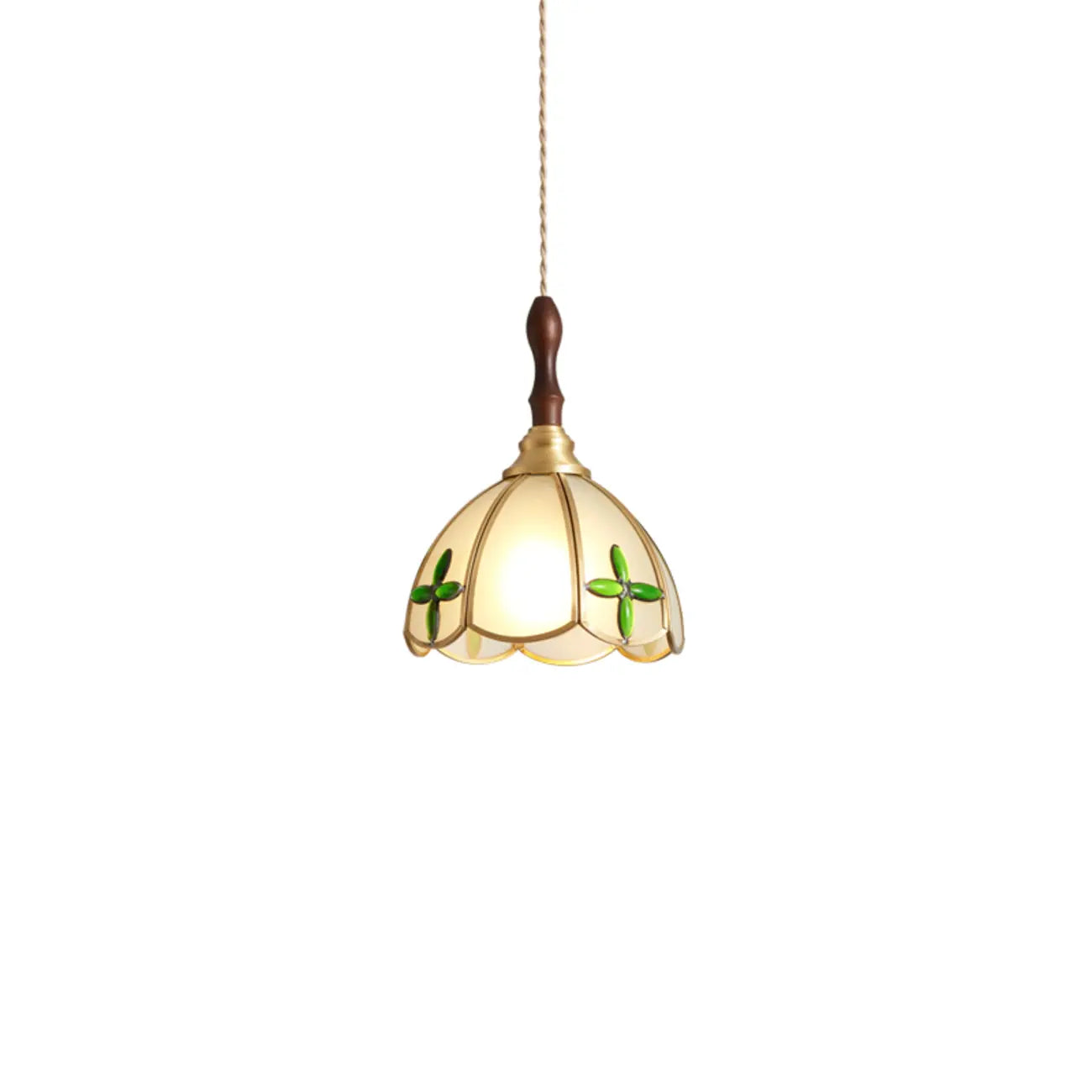 Lampada a sospensione a 3 luci in vetro ottone a forma di fiore per sala da pranzo